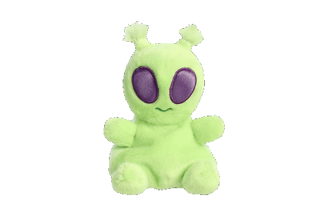 the aurora palm pals alien plushie, rotating at a slow speed. made by @gummie-guts on tumblr